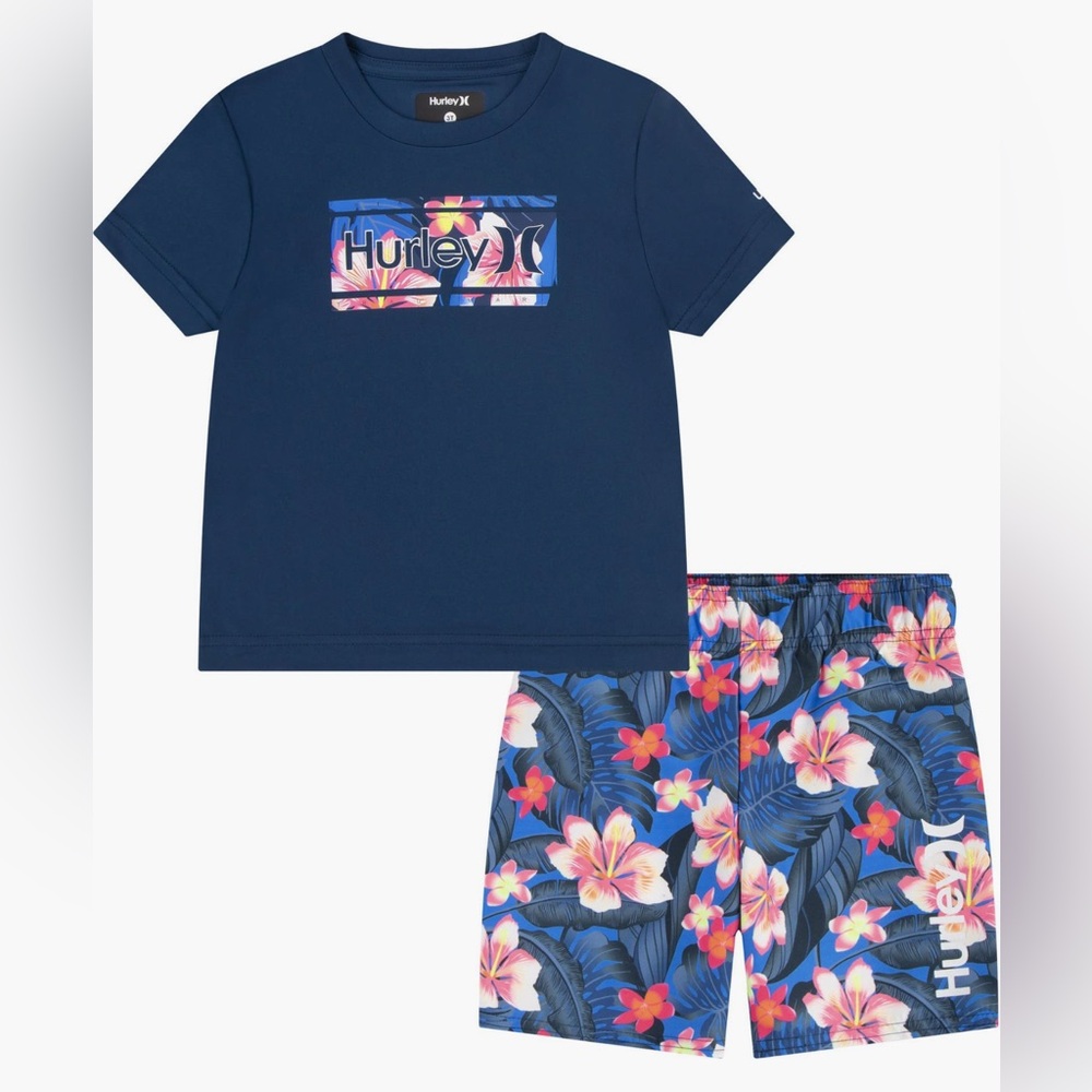 Hurley Kids Floral Print Swim Set. 4T